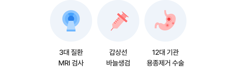 3대 질환 MRI 검사, 갑상선 바늘생검, 12대 기관 용종제거 수술
