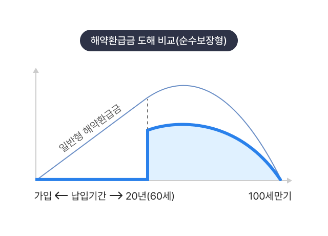 해약환급금 도해 비교(순수보장형)표